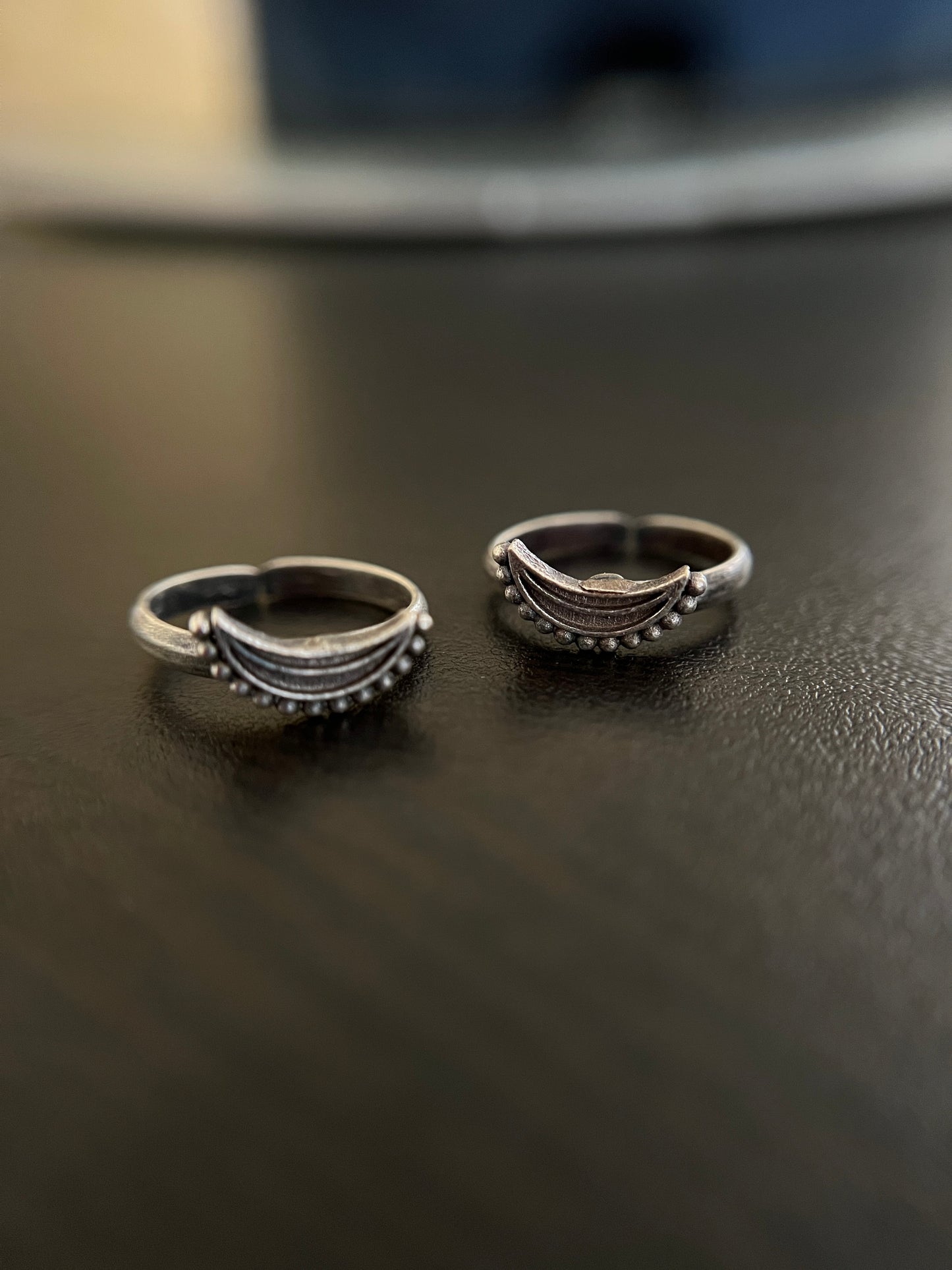 German silver toe ring pair
