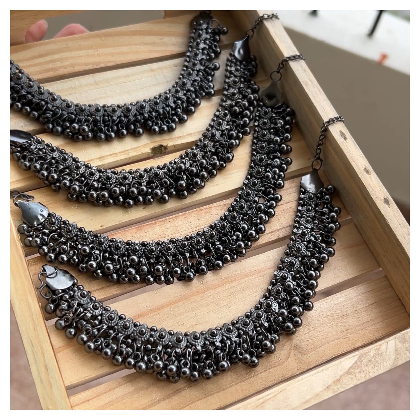 Black metal anklets TSV500