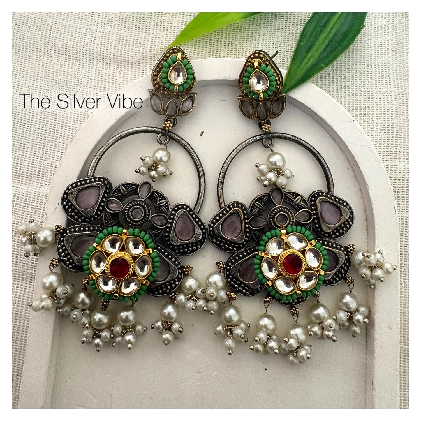 Floral Pearl Chandbali Earrings TSV757