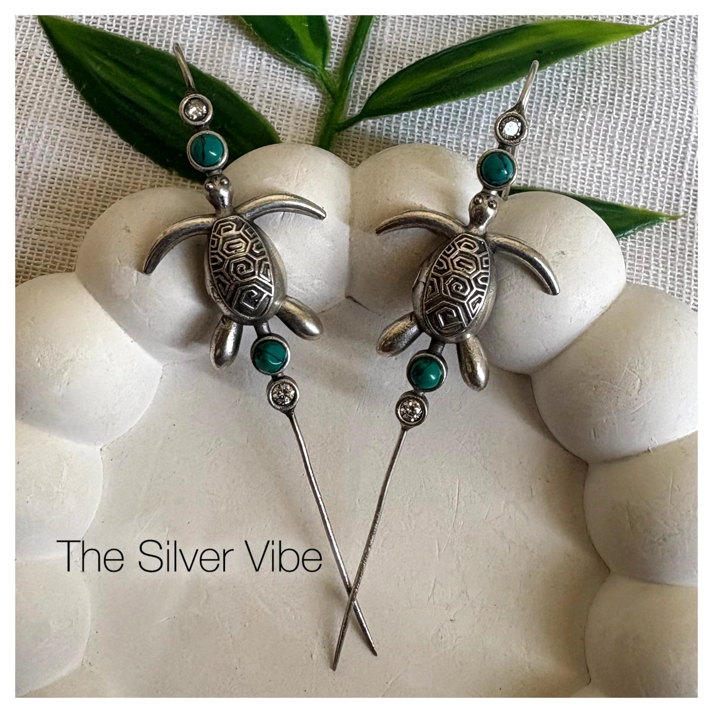 Sea Turtle Gemstone Cuff Earrings (Turquoise)TSV077