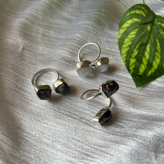 Set of 3 natural stone ring tsv710