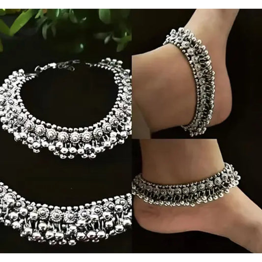 Silver polished chunky anklets TSV500