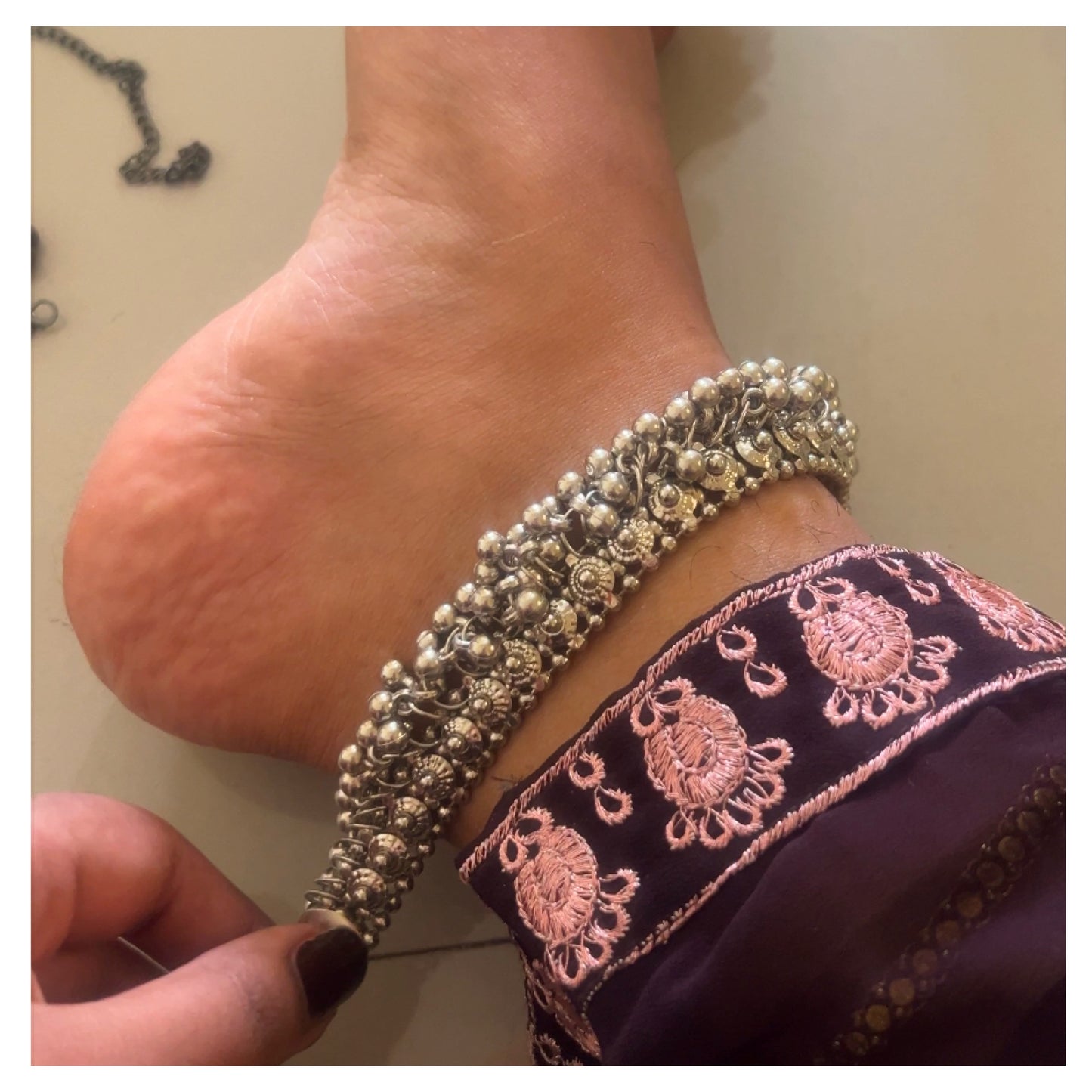 Silver polished chunky anklets TSV500