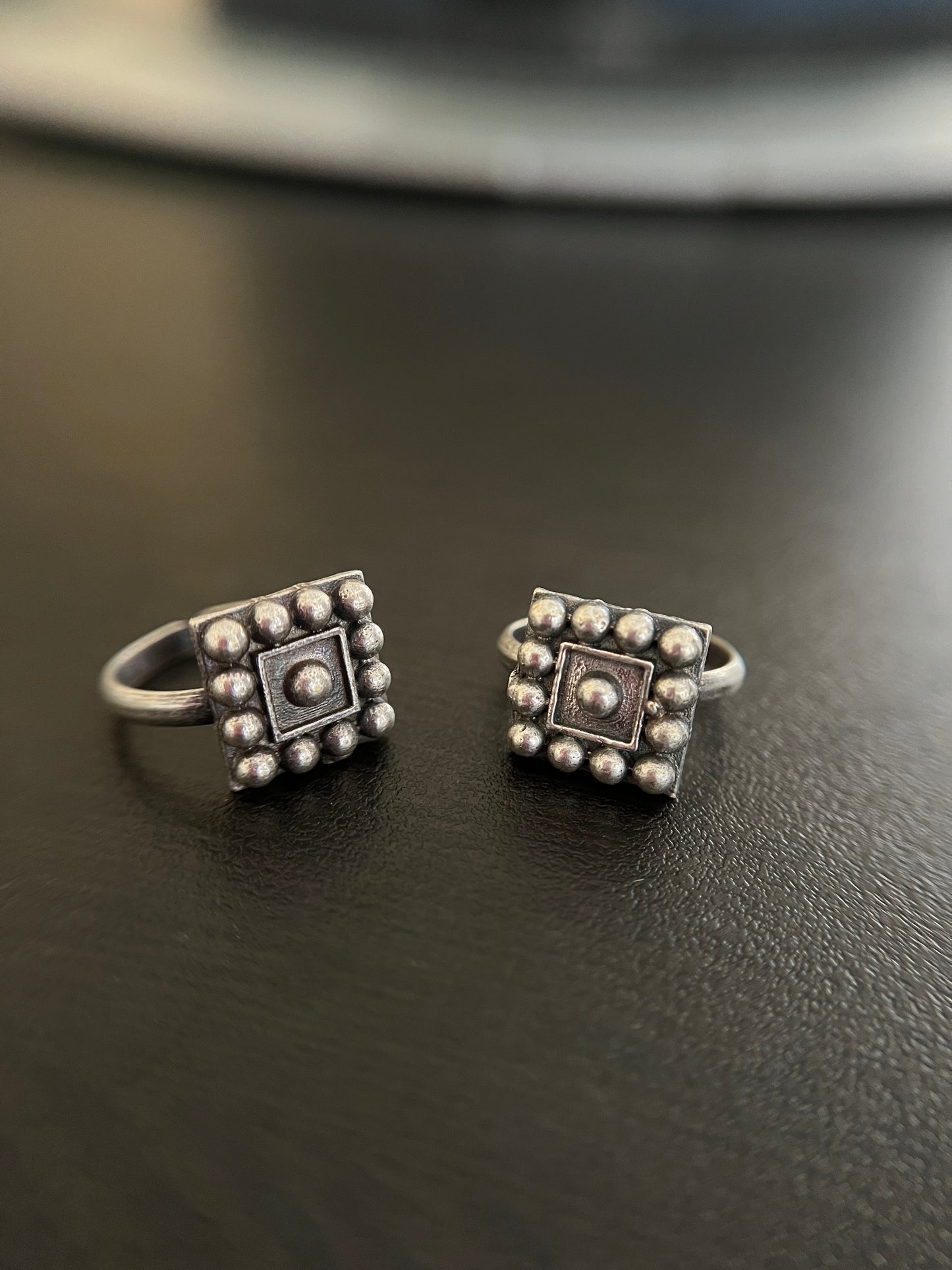 German silver toe ring pair