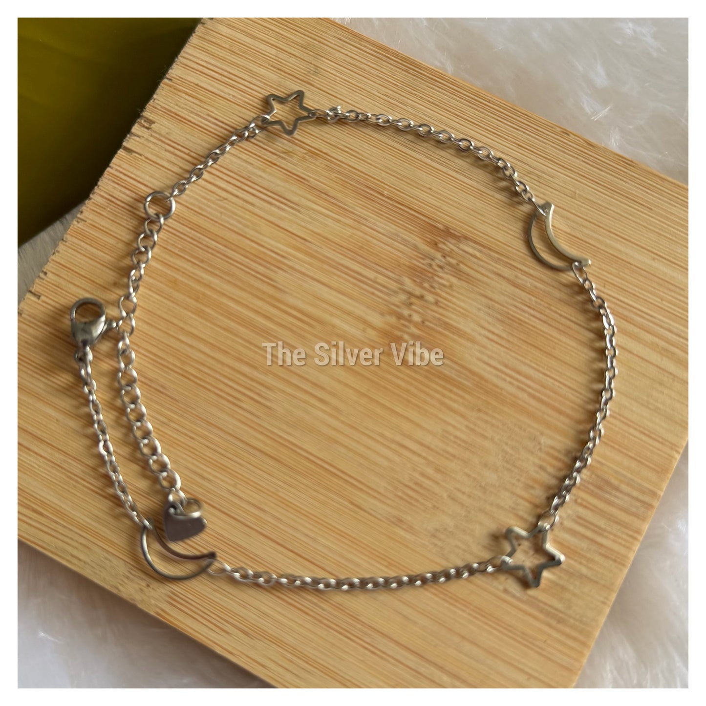 Moon & star Stainless Steel Anklet - Single