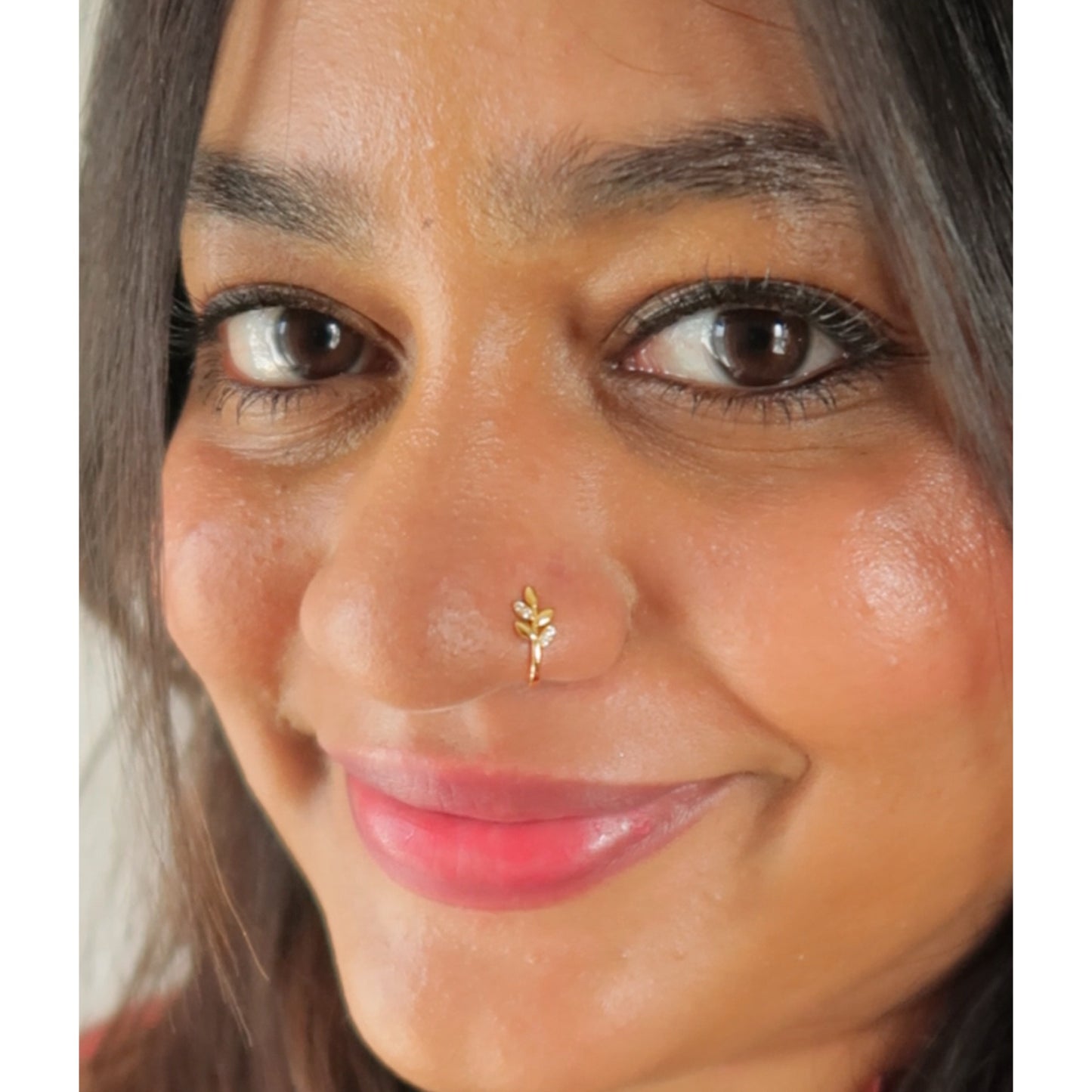 LEAF-Anti tarnish 18k plated nosepin (presstype)PREBOOK