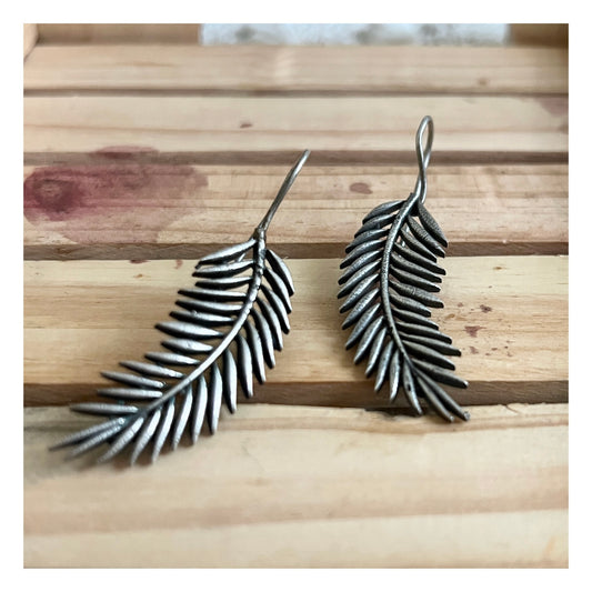 Black polished leaf hook earrings TSV942