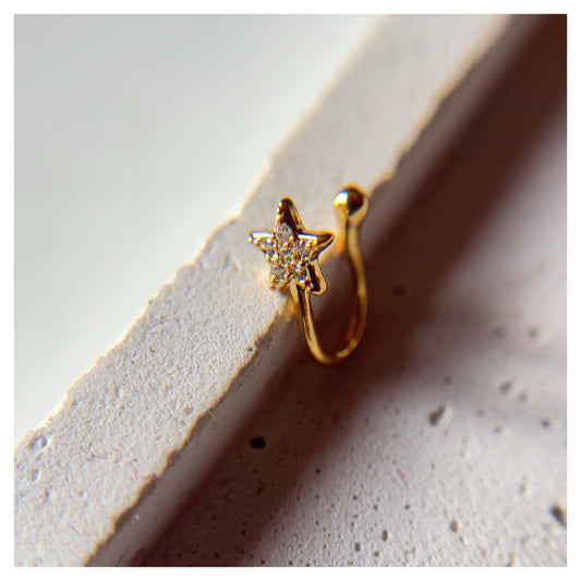 STAR-Anti tarnish 18k gold plated press type nosepin PREBOOK