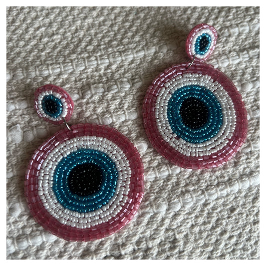 Pink hand made earrings TSV978