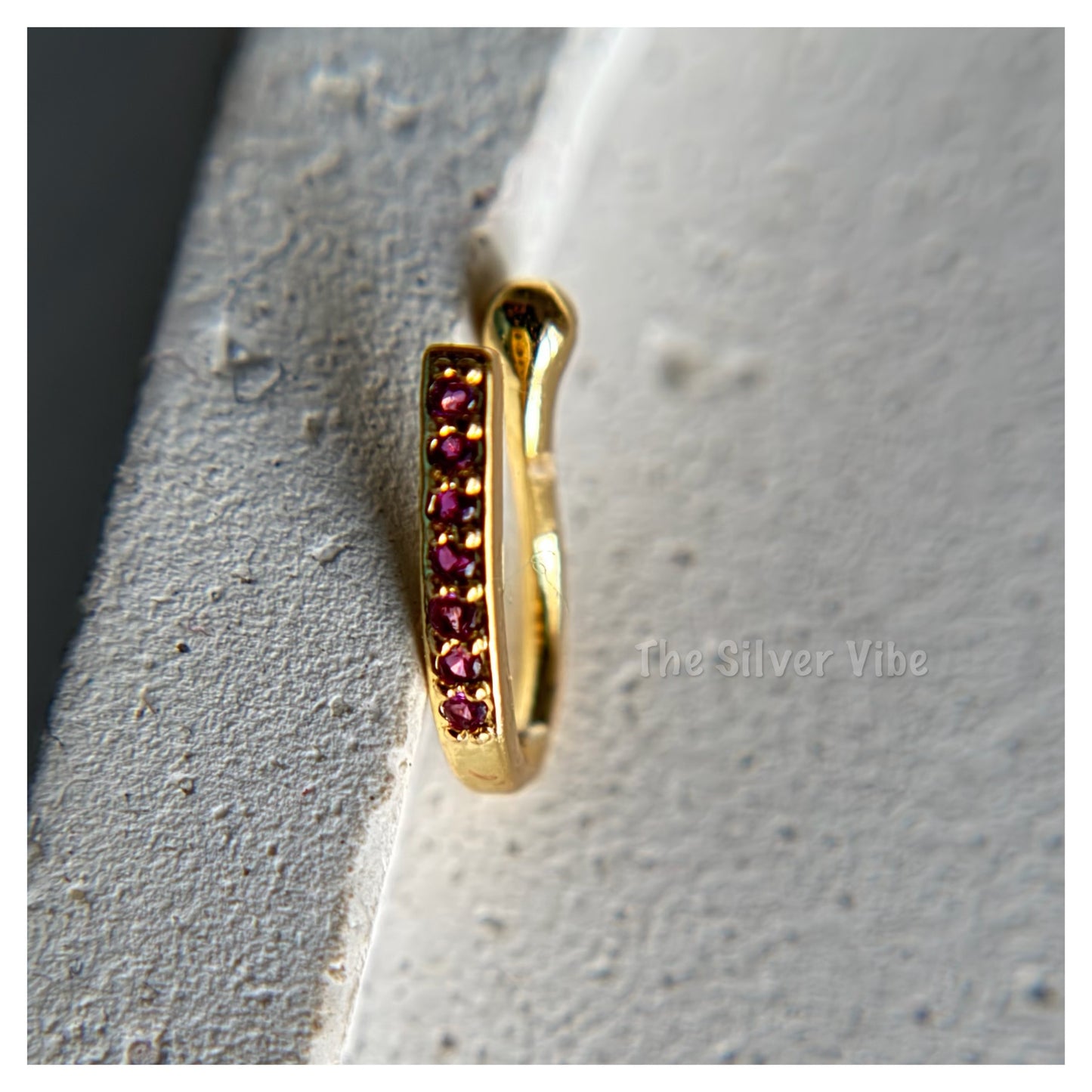 Slim Multi Stoned Press on nose ring - 18k gold plated ( No piercing needed )