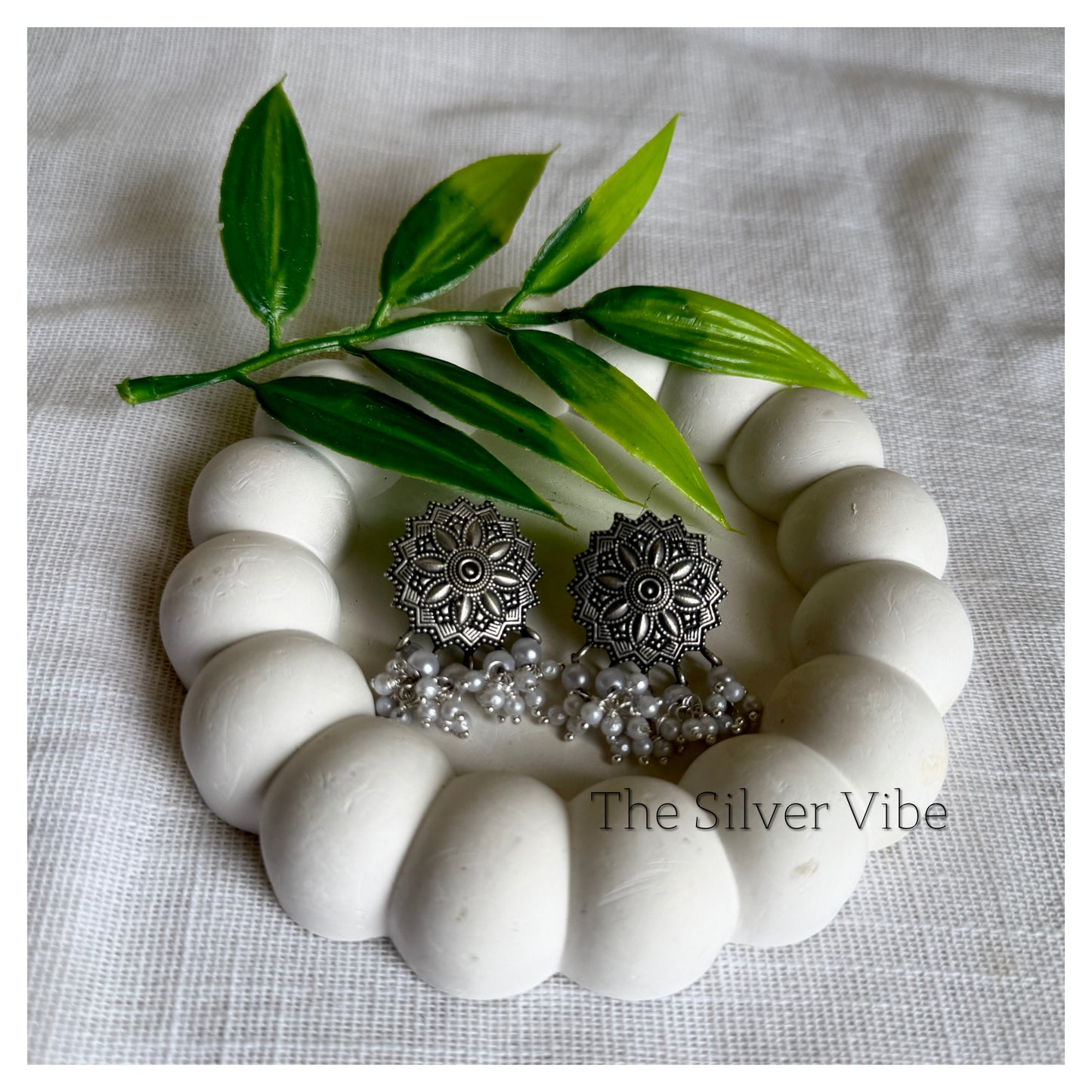 Silver earrings with beads  TSV1166