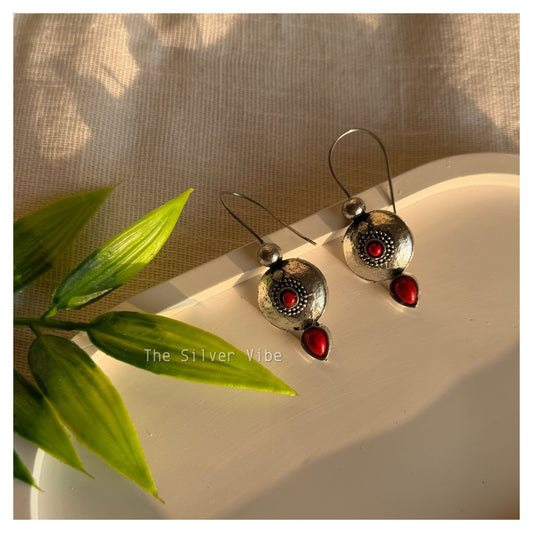 Red Stone Hook Earrings TSV935