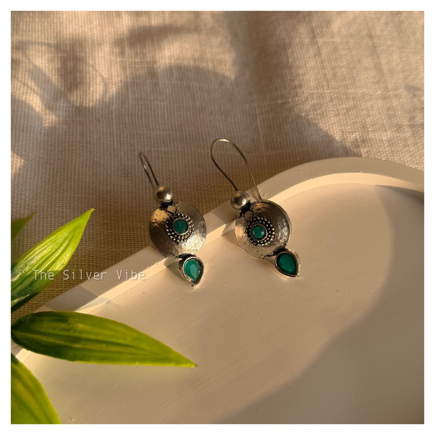 Green Stone Hook Earrings TSV935