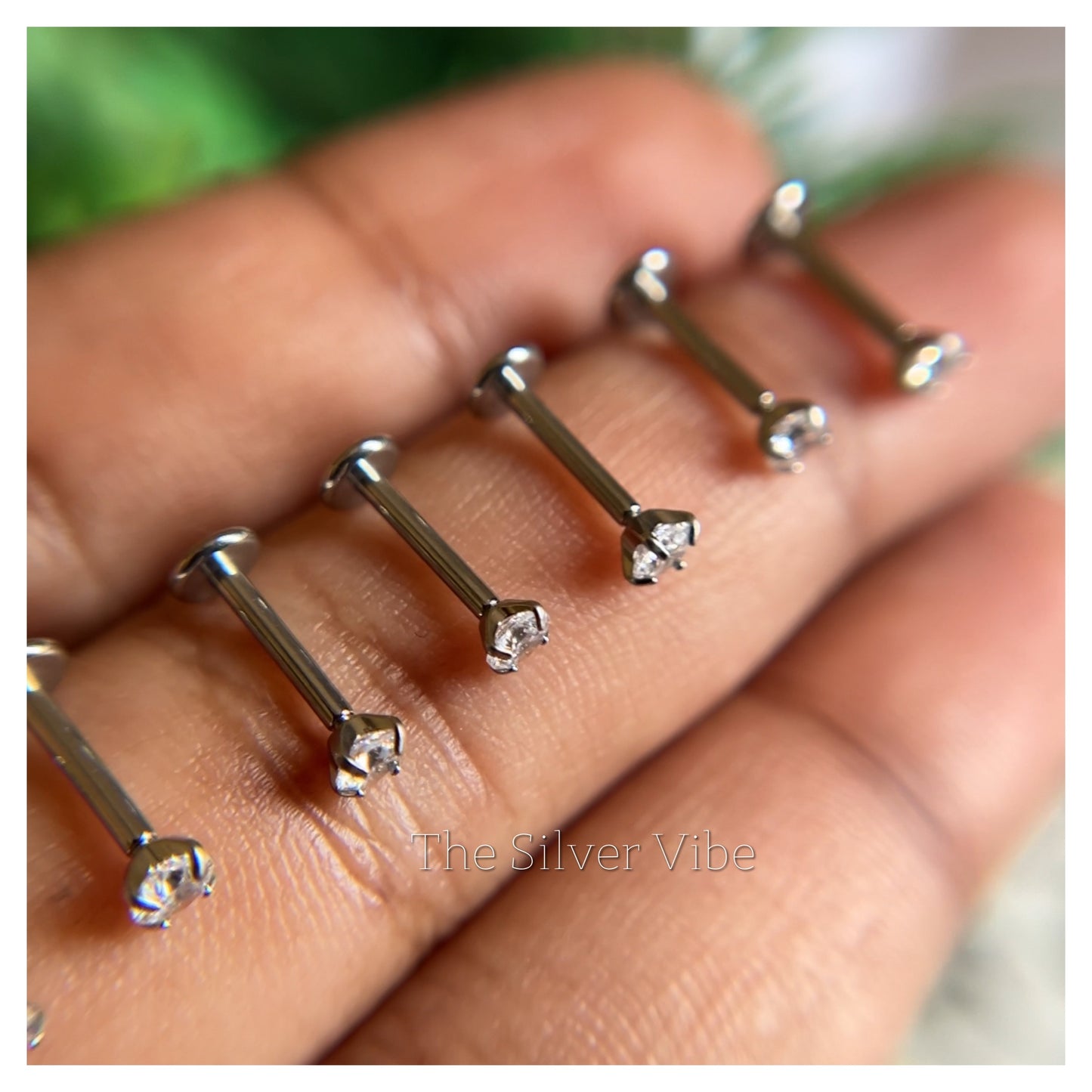 Solitaire Diamond alike silver Nose pins | 2mm | 3 mm | 4mm | (Anti tarnish)