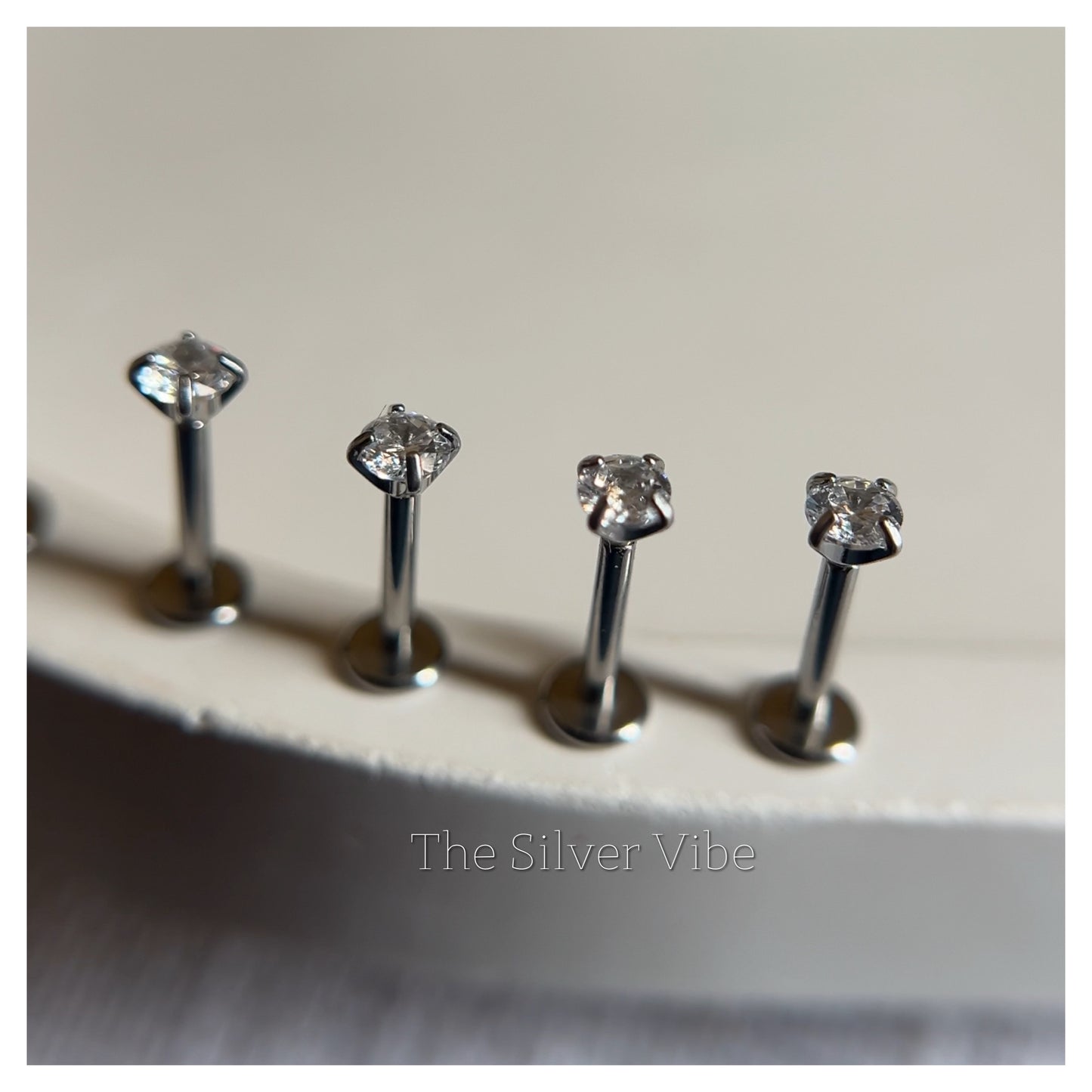 Solitaire Diamond alike silver Nose pins | 2mm | 3 mm | 4mm | (Anti tarnish)