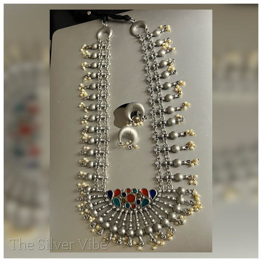 Afghani heavy long necklace set TSV985