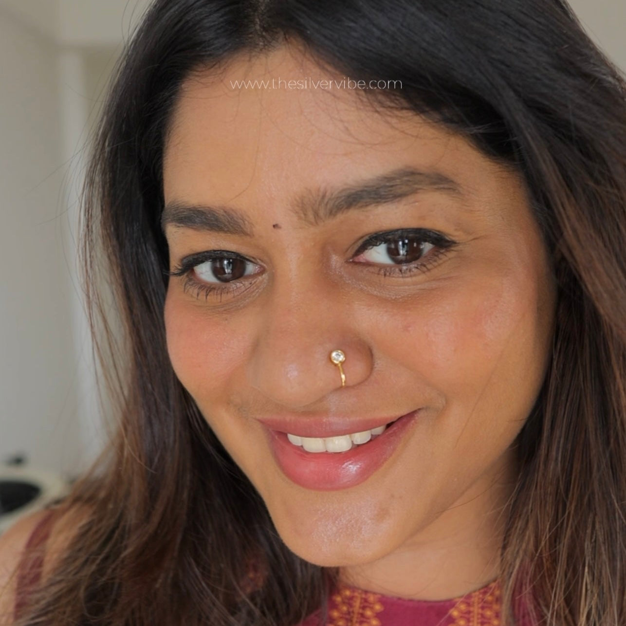 Gemstone Press on nose ring - 18k gold plated ( No piercing needed ) | Pre - booking
