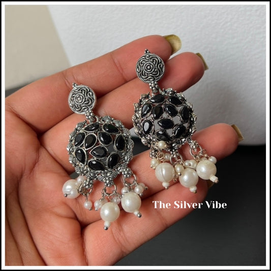 Black stone earrings TSV953