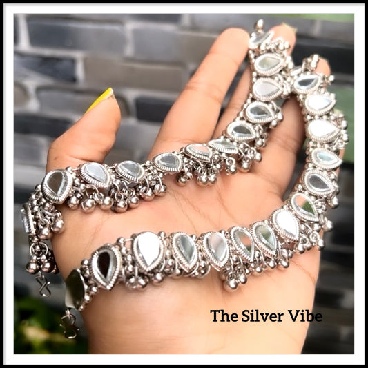 Silver mirror anklets TSV001