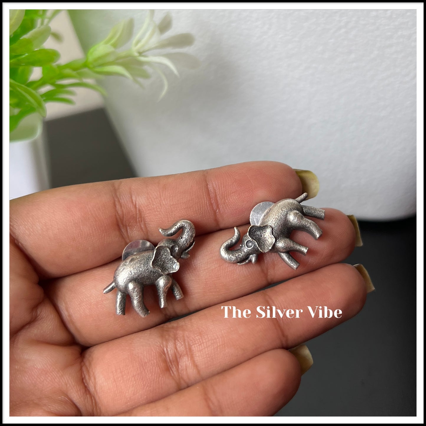 Black polished elephant stud TSV838