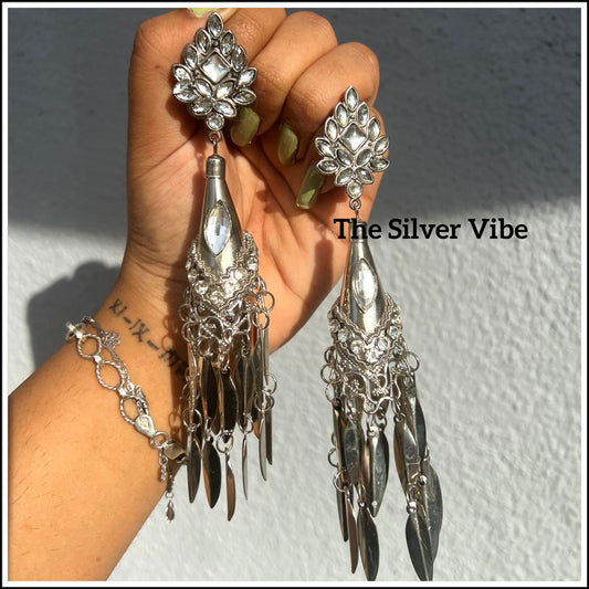 Silver long earrings TSV324