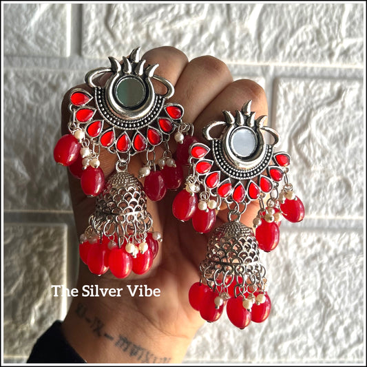 Red beads jumka TSV015