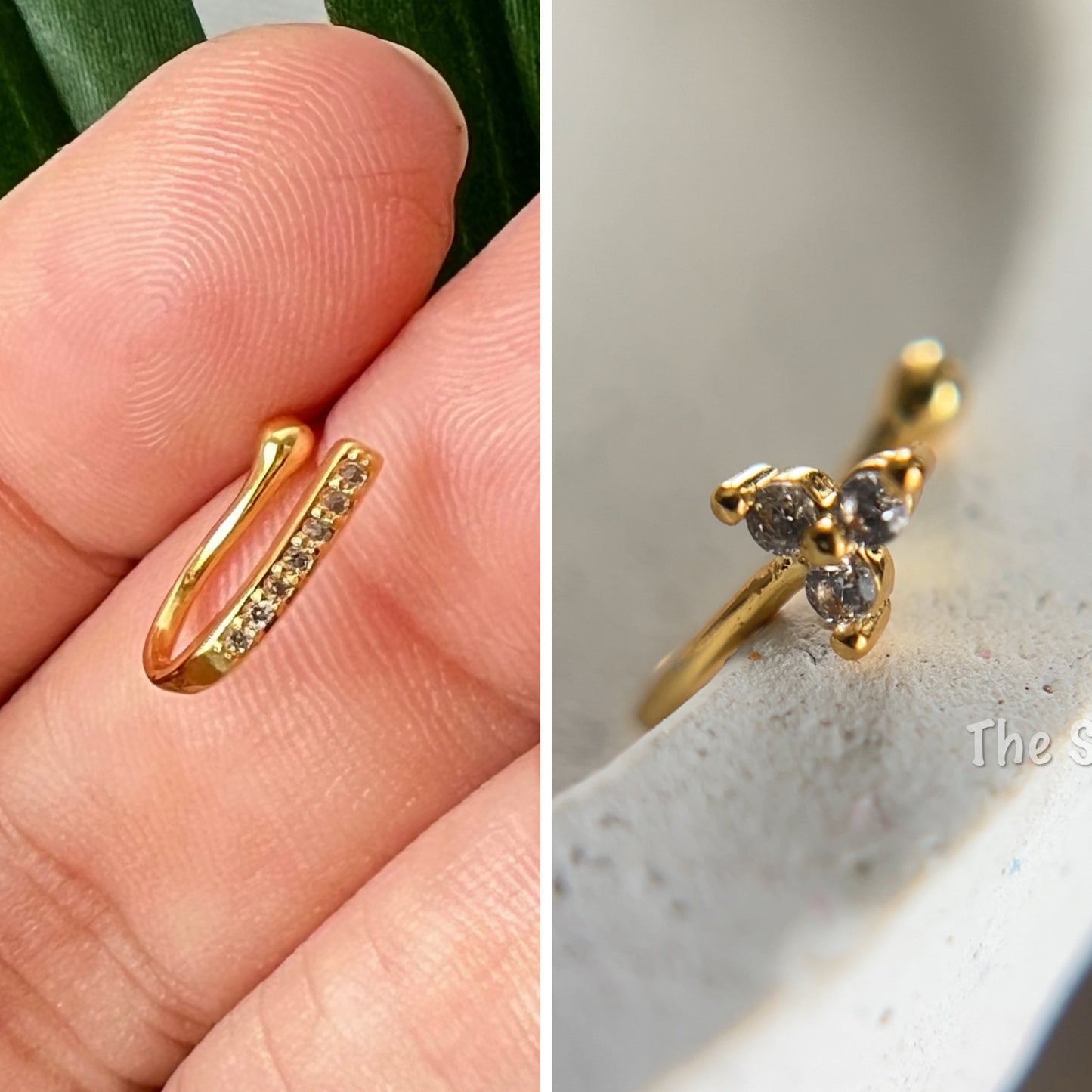 COMBO of  SLIM and 3 stone  nosepins (press on)(anti-tarnish)