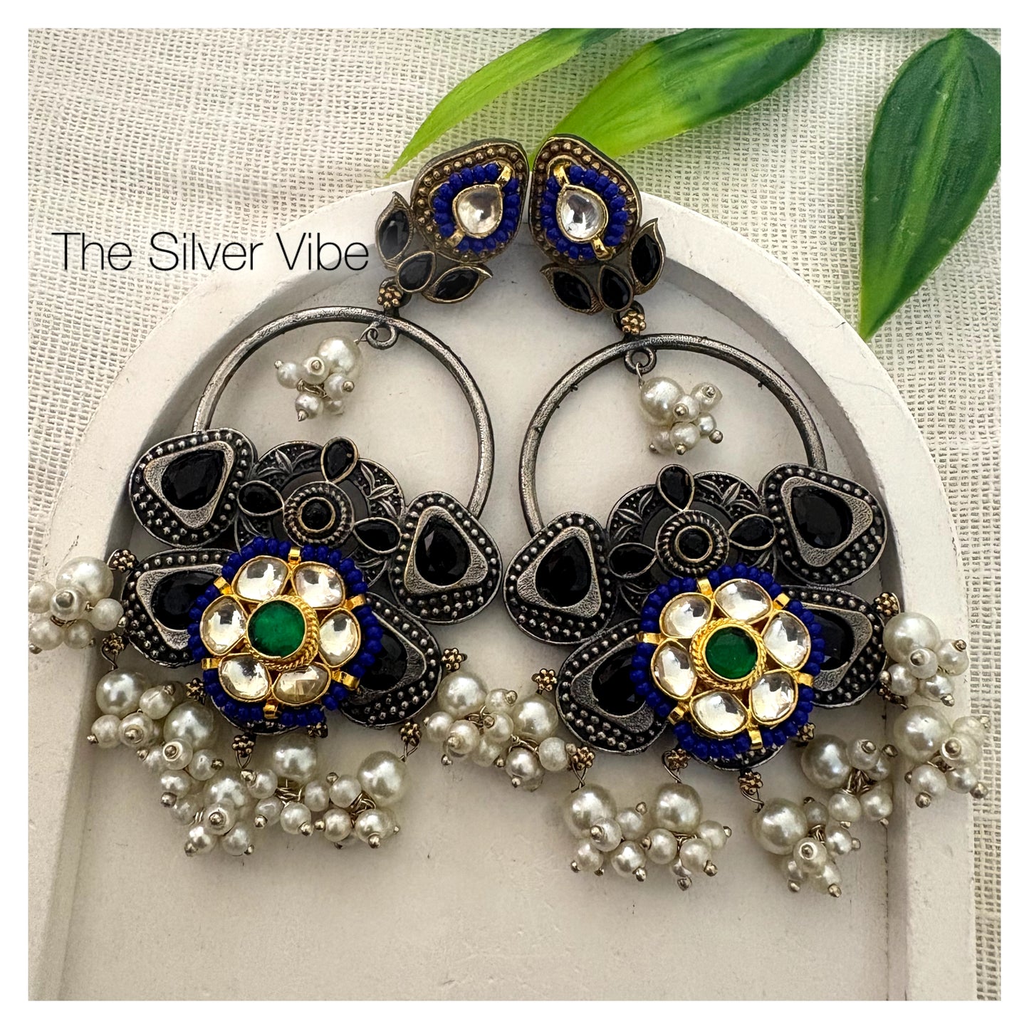 Blue Bloom Chandbali Earrings TSV757