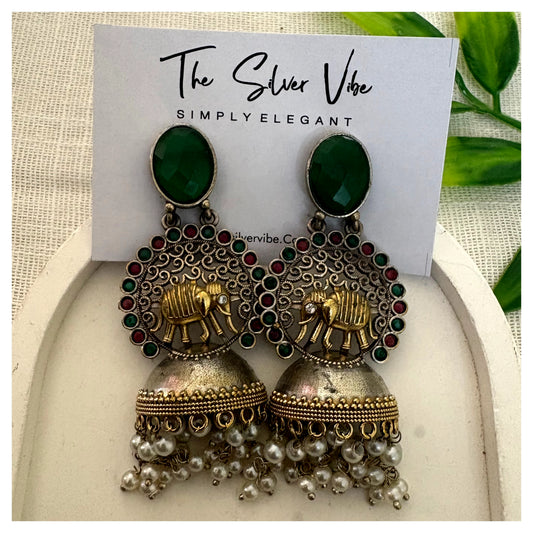 Elephant Pearl Jhumka Earrings TSV757