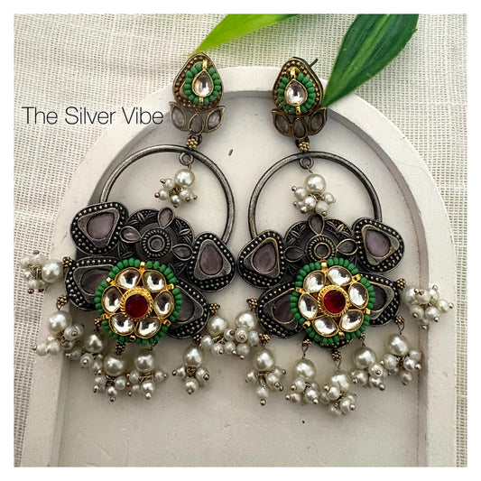 Floral Pearl Chandbali Earrings TSV757
