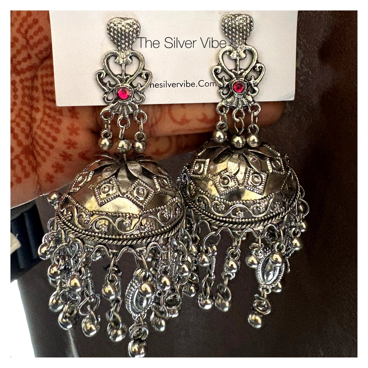 Ruby Charm Oxidized Jhumka Earrings TSV979